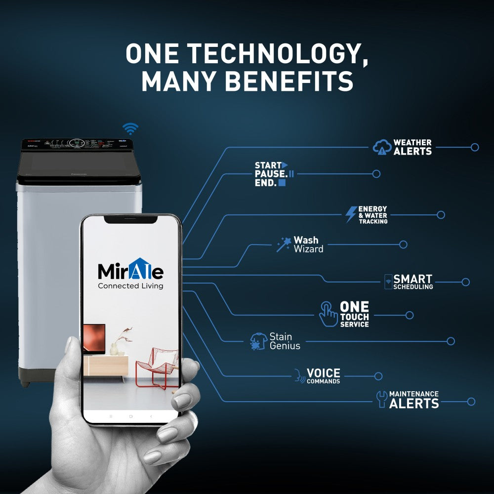 पैनासोनिक 8 किलो वाईफ़ाई स्मार्ट वॉशिंग मशीन इन-बिल्ट हीटर सिल्वर के साथ पूरी तरह से स्वचालित टॉप लोड - NA-F80V10LRB