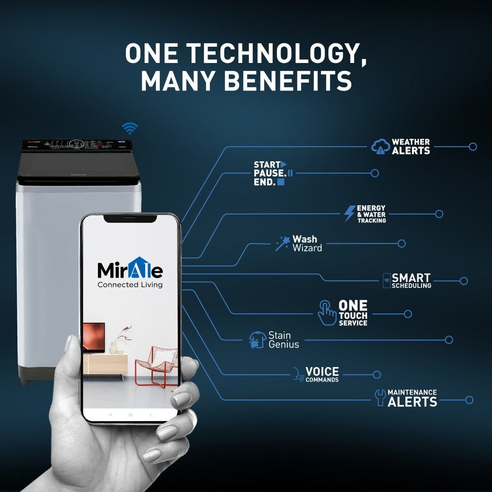 पैनासोनिक 7.5 किलो वाईफ़ाई स्मार्ट वॉशिंग मशीन इन-बिल्ट हीटर सिल्वर के साथ पूरी तरह से स्वचालित टॉप लोड - NA-F75V10LRB