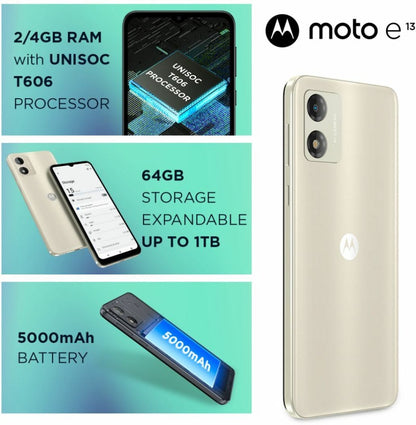 MOTOROLA e13 (क्रीमी व्हाइट, 64 जीबी) - 4 जीबी रैम