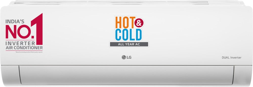 LG Super Convertible 5-in-1 Cooling 2023 Model 2 Ton 3 Star Hot and Cold Split Dual Inverter HD Filter with Anti-Virus Protection AC  - White - RS-H24VNXE, Copper Condenser