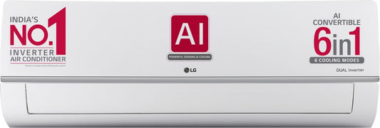 LG AI कन्वर्टिबल 6-इन-1 कूलिंग 2023 मॉडल 1.5 टन 5 स्टार स्प्लिट AI डुअल इन्वर्टर 4 वे स्विंग, एंटी-वायरस प्रोटेक्शन AC के साथ HD फ़िल्टर - सिल्वर डेको - RS-Q19RNZE, कॉपर कंडेनसर