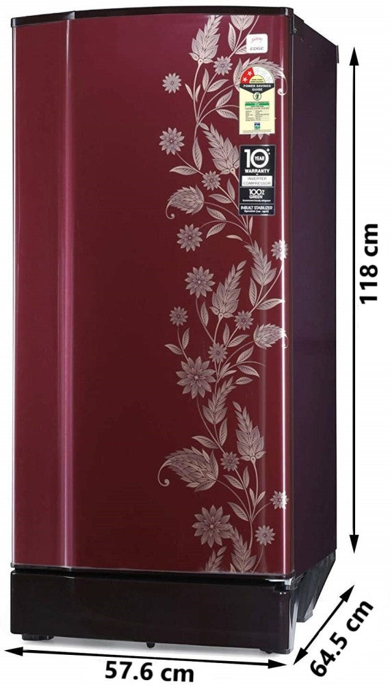 Godrej 180 L Direct Cool Single Door 2 Star Refrigerator - Dermin Wine, RD EDGE 205B WRF DR WN