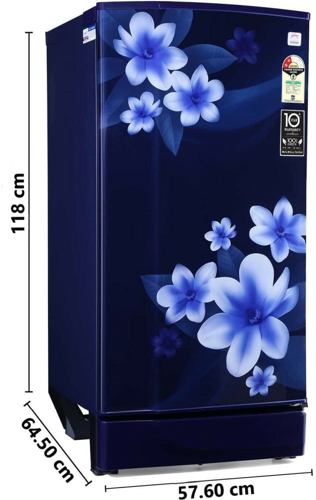 Godrej 180 L Direct Cool Single Door 2 Star Refrigerator - Pep Blue, RD EDGE 205B WRF PP BL