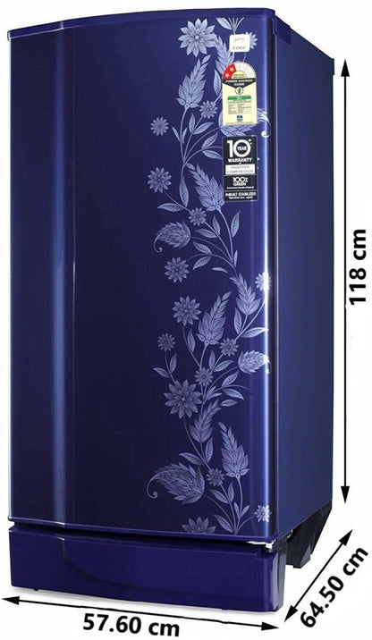 Godrej 180 L Direct Cool Single Door 2 Star Refrigerator - Dermin Blue, RD EDGE 205B WRF DR BL