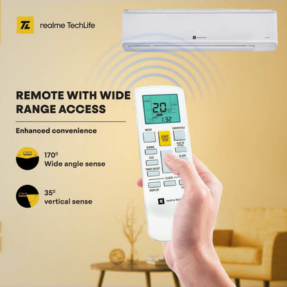 realme TechLife 2023 Range 1.5 Ton 4 Star Split Inverter 4-in-1 Convertible with Flexi-Control Technology AC  - White - 154SIAA22BWR, Copper Condenser