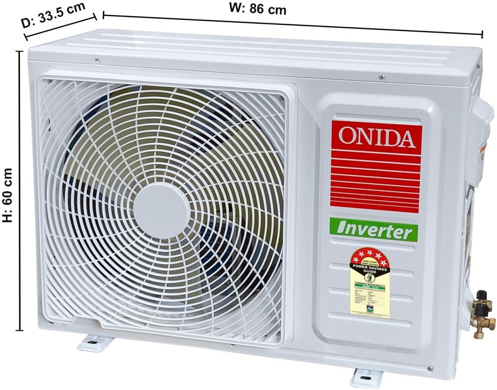 ONIDA 1.5 Ton 5 Star Split Inverter AC  - White - IR185PRS, Copper Condenser