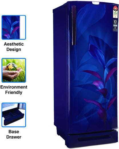 Godrej 234 L Direct Cool Single Door 5 Star Refrigerator with Base Drawer - Marine Blue, RD 240E TDI MN BL / RD EDGEPRO 255E TDI MN BL