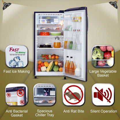 LG 185 L Direct Cool Single Door 3 Star Refrigerator  with Moist 'N' Fresh - Blue Euphoria, GL-B201ABED