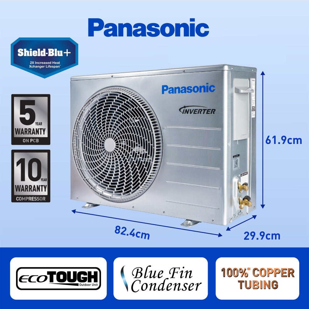 Panasonic Convertible 7-in-1 with Additional AI Mode Cooling 2023 Model 2 Ton 5 Star Split Inverter with 4 Way Swing, PM 0.1 Air Purification Filter AC with Wi-fi Connect  - White - CS/CU-ZU24ZKYF, Copper Condenser