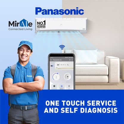 Panasonic कनवर्टिबल 7-इन-1 एडिशनल AI मोड कूलिंग 2023 मॉडल 2 टन 5 स्टार स्प्लिट इन्वर्टर 4 वे स्विंग के साथ, PM 0.1 एयर प्यूरिफिकेशन फ़िल्टर AC Wi-Fi कनेक्ट के साथ - सफ़ेद - CS/CU-ZU24ZKYF, कॉपर कंडेंसर