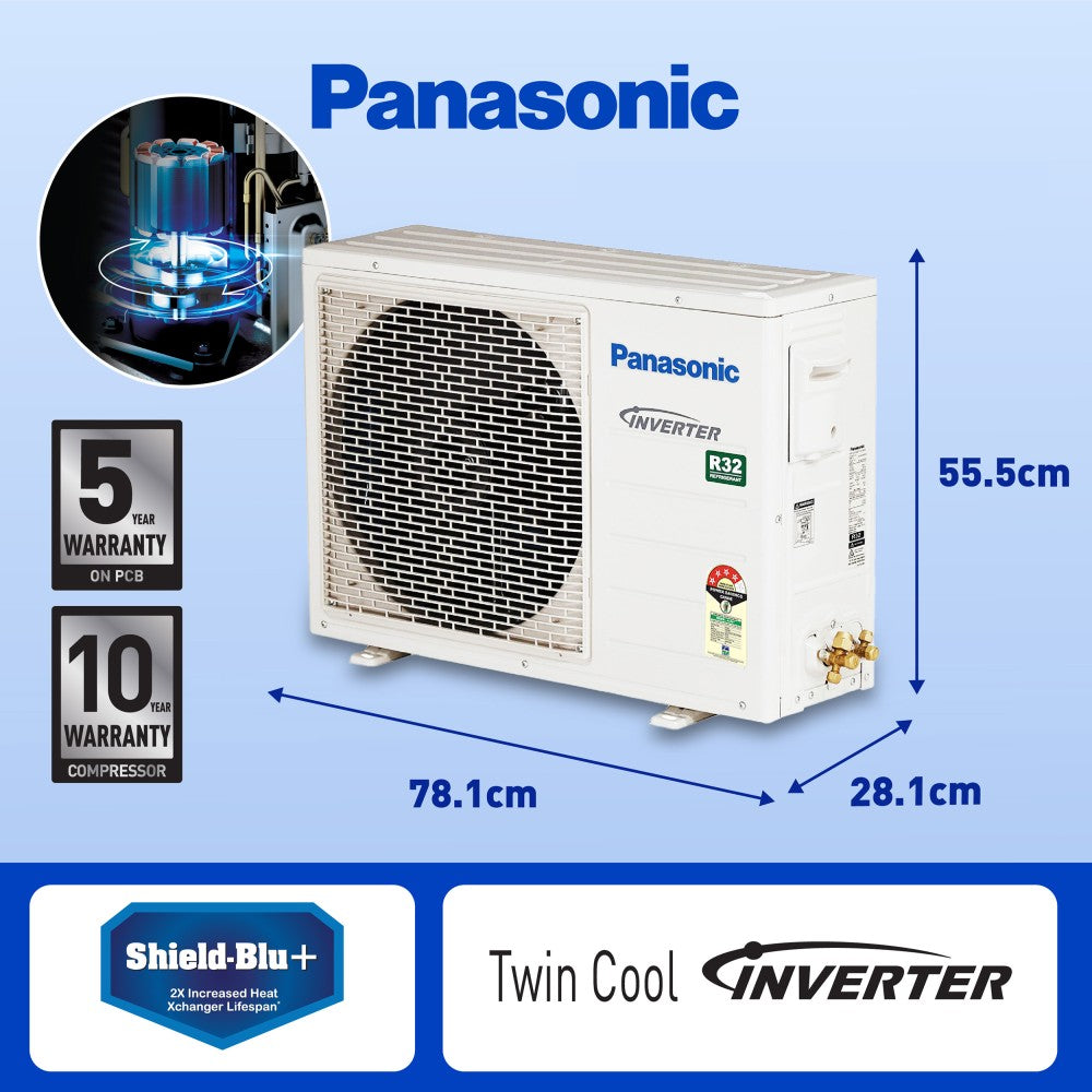 Panasonic Convertible 7-in-1 with Additional AI Mode Cooling 2023 Model 1.5 Ton 4 Star Split Inverter with 4 Way Swing, PM 0.1 Air Purification Filter AC with Wi-fi Connect  - White - CS/CU-NU18YKY4W, Copper Condenser