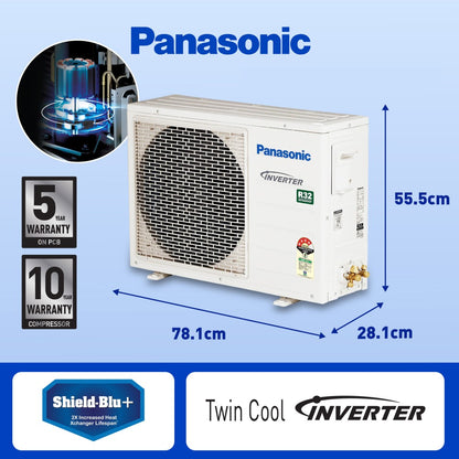 Panasonic Convertible 7-in-1 with Additional AI Mode Cooling 2023 Model 1.5 Ton 4 Star Split Inverter with 4 Way Swing, PM 0.1 Air Purification Filter AC with Wi-fi Connect  - White - CS/CU-NU18YKY4W, Copper Condenser