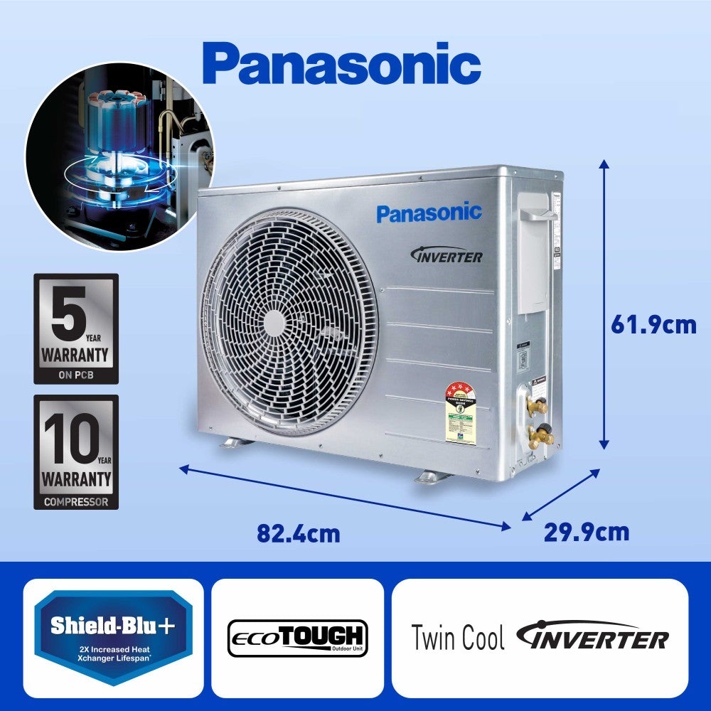 Panasonic Convertible 7-in-1 with Additional AI Mode Cooling 2023 Model 2 Ton 4 Star Split Inverter with 4 Way Swing, PM 0.1 Air Purification Filter AC with Wi-fi Connect  - White - CS/CU-NU24YKY4W, Copper Condenser