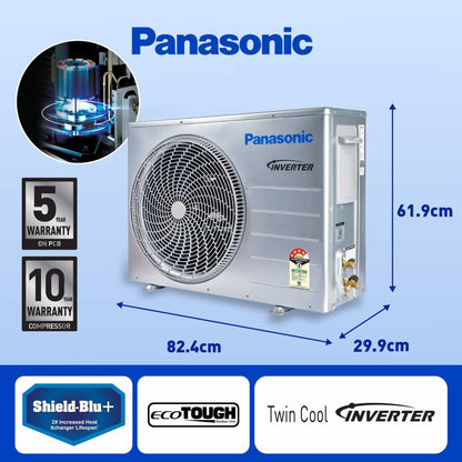 Panasonic Convertible 7-in-1 with Additional AI Mode Cooling 2023 Model 2 Ton 4 Star Split Inverter with 4 Way Swing, PM 0.1 Air Purification Filter AC with Wi-fi Connect  - White - CS/CU-NU24YKY4W, Copper Condenser