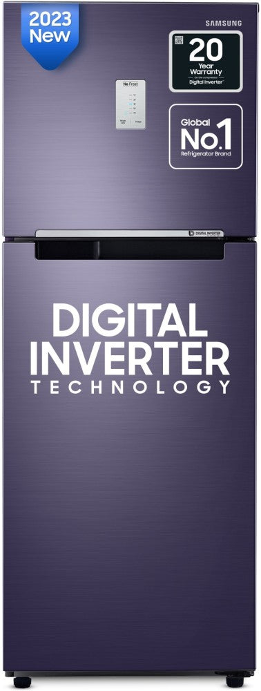 SAMSUNG 236 L Frost Free Double Door 2 Star Refrigerator  with Digital Inverter - Pebble Blue, RT28C3452UT/HL