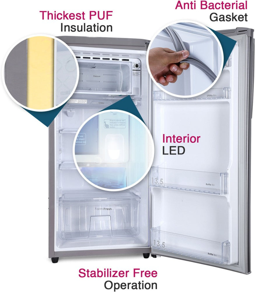 Godrej 180 L Direct Cool Single Door 5 Star Refrigerator - Jet Steel, RD EDGENEO 207E THI JT ST