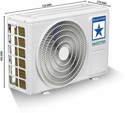 Blue Star 2023 Model 0.8 Ton 3 Star Split Inverter Multi Sensors, Self Clean Technology, Self Diagnosis, Stabalizer Free Operation, Dust Filter AC  - White - IC309RBTU, Copper Condenser