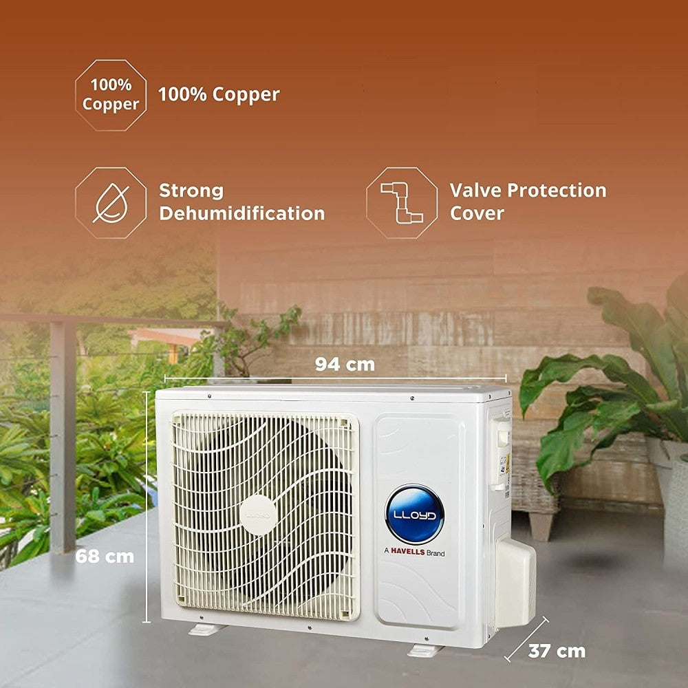 Lloyd 2 Ton 3 Star Split Inverter AC with Wi-fi Connect  - White - GLS24I3FWSCV, Copper Condenser