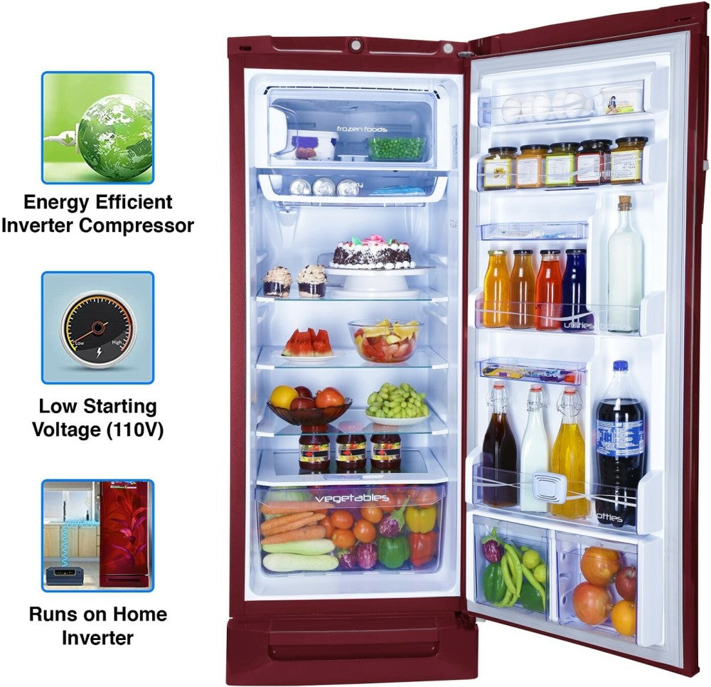 Godrej 234 L Direct Cool Single Door 5 Star Refrigerator with Base Drawer - Marine Wine, RD 240E TDI MN WN / RD EDGEPRO 255E TDI MN WN