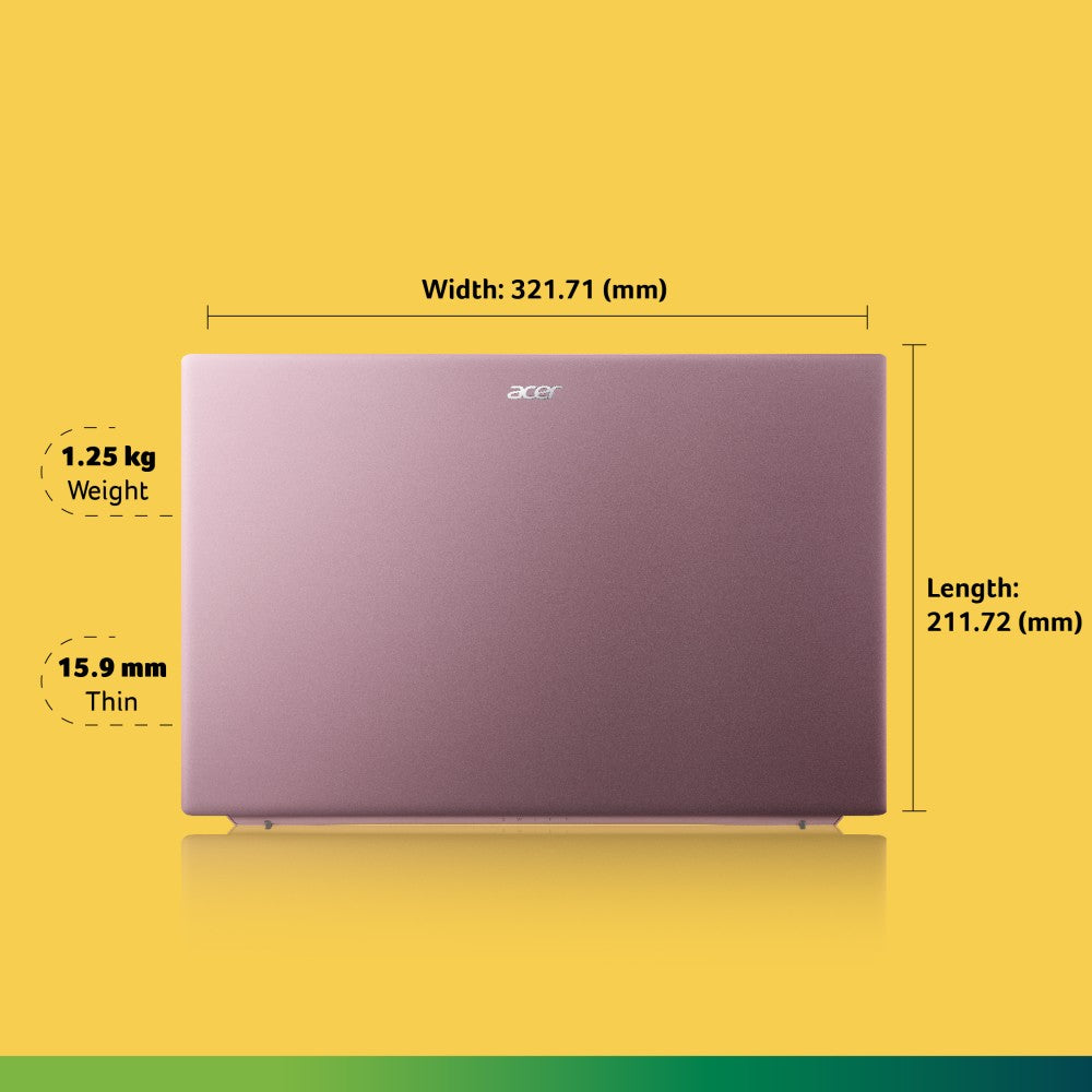 Acer Swift Go 14 Ryzen 5 Hexa Core 7530U - (8GB/512GB SSD/Windows 11 Home) SFG14-41 नोटबुक - 14 इंच, शानदार पिंक (गुलाबी), 1.25 Kg, MS Office के साथ