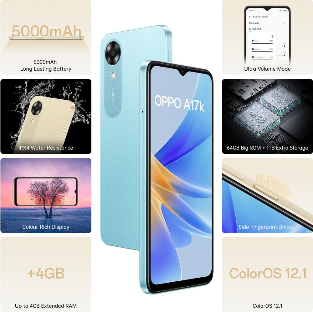 OPPO A17k (Blue, 64 GB) - 3 GB RAM