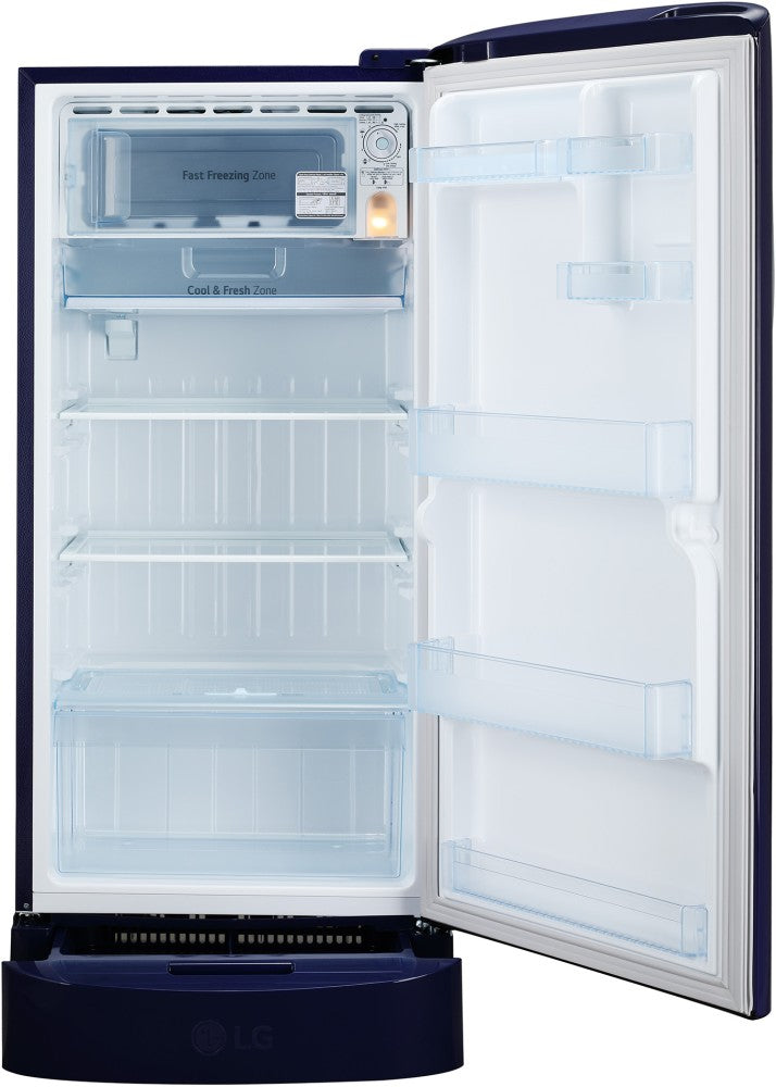 LG 205 L Direct Cool Single Door 5 Star Refrigerator with Base Drawer  with Smart Inverter Compressor, Humidity Controller & Moist 'N' Fresh - Blue Euphoria, GL-D221ABEU