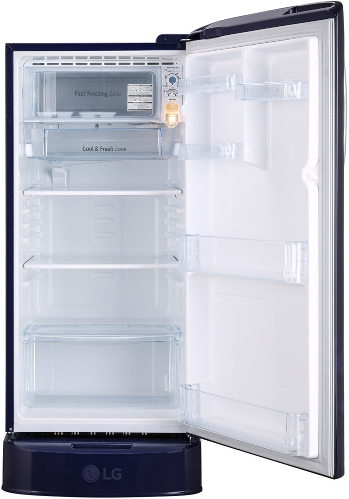 LG 185 L Direct Cool Single Door 5 Star Refrigerator with Base Drawer  with Smart Inverter Compressor, Smart Connect, Fast Ice Making - Blue Euphoria, GL-D201ABEU