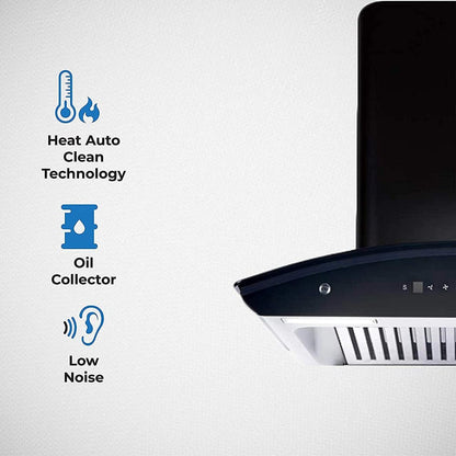 Elica WD TBF HAC 60 MS NERO Auto Clean Wall Mounted Chimney - Black 1425 CMH