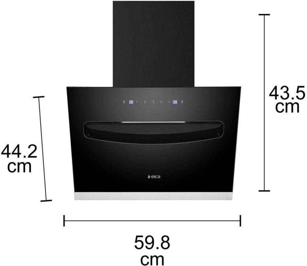 Elica EFL-S607 LTW VMS दीवार पर लगने वाली चिमनी - काला 1200 CMH