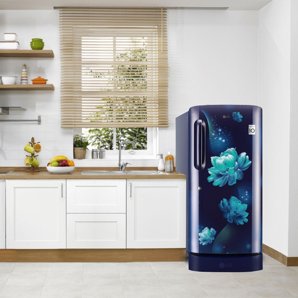 LG 205 L Direct Cool Single Door 3 Star Refrigerator with Base Drawer - Blue Charm, GL-D221ABCD