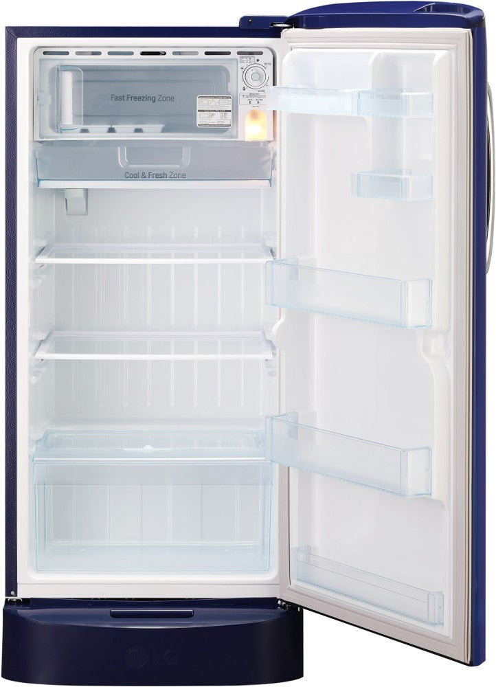 LG 205 L Direct Cool Single Door 3 Star Refrigerator with Base Drawer - Blue Charm, GL-D221ABCD