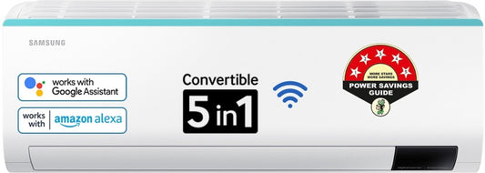 सैमसंग कन्वर्टिबल 5-इन-1 कूलिंग 2023 मॉडल 1 टन 5 स्टार स्प्लिट इन्वर्टर एसी वाई-फाई कनेक्ट के साथ - सफेद - AR12CYNZAGE/AR12CYNZAGENNA/AR12CYNZAGEXNA, कॉपर कंडेनसर
