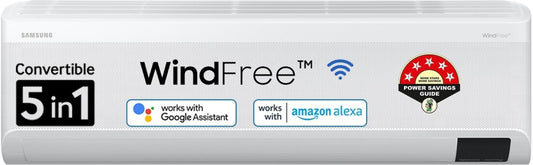 सैमसंग कन्वर्टिबल 5-इन-1 कूलिंग 2023 मॉडल 1.5 टन 5 स्टार स्प्लिट इन्वर्टर विंड फ्री एसी वाई-फाई कनेक्ट के साथ - सफेद - AR18CYNANWK/AR18CYNANWKNNA/AR18CYNANWKXNA, कॉपर कंडेनसर