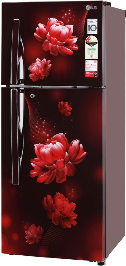 LG 240 L Frost Free Double Door 2 Star Convertible Refrigerator  with Inverter Compressor, Express Freeze & Multi Air Flow - Maroon, GL-S292RSCY