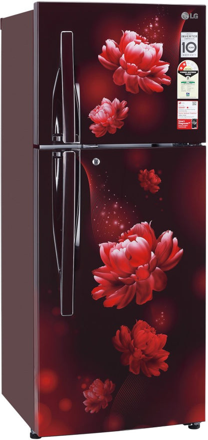 LG 240 L Frost Free Double Door 2 Star Convertible Refrigerator  with Inverter Compressor, Express Freeze & Multi Air Flow - Maroon, GL-S292RSCY