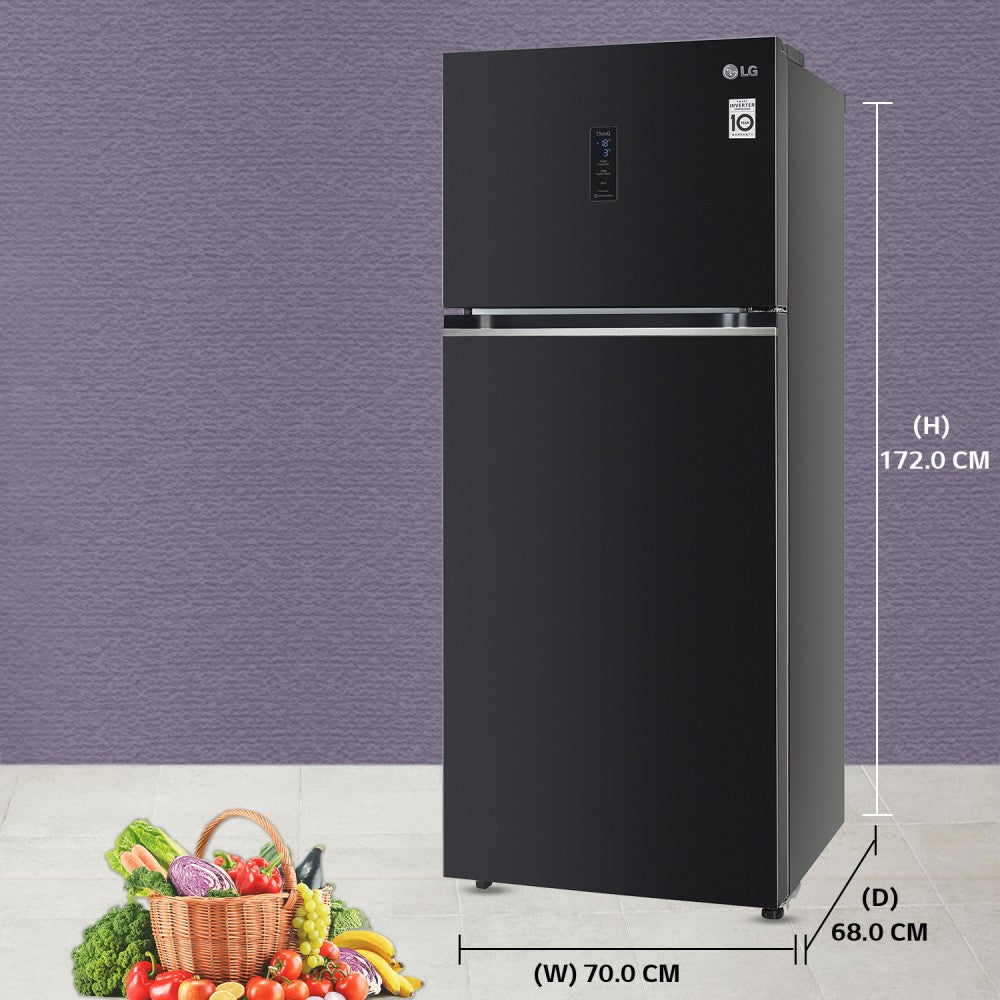 LG 380 L Frost Free Double Door 3 Star Convertible Refrigerator  with Smart Inverter with Door Cooling+ Wi-Fi & Hygiene Fresh - Ebony Sheen, GL-T412VESX