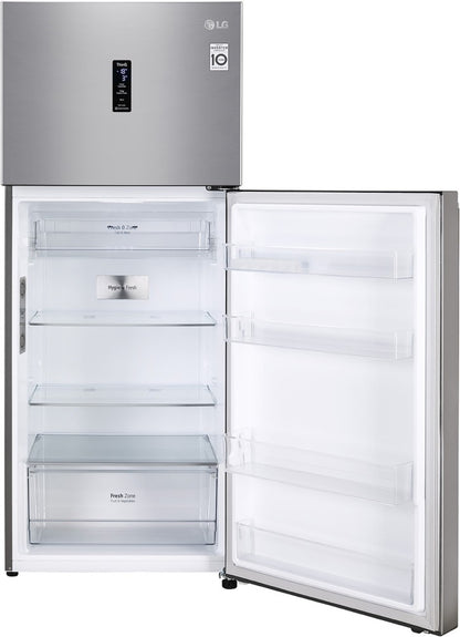 LG 423 L Frost Free Double Door Top Mount 3 Star Convertible Refrigerator - Shiny Steel, GL-T422VPZX