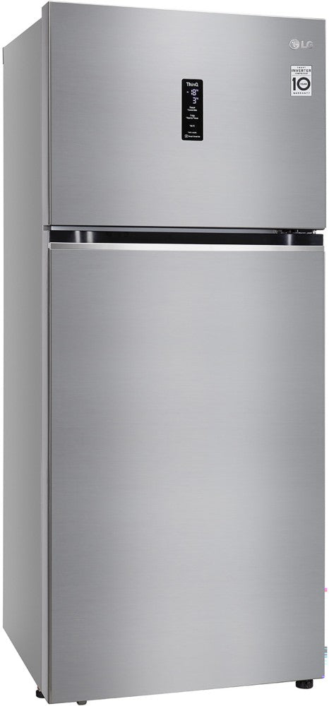 LG 423 L Frost Free Double Door Top Mount 3 Star Convertible Refrigerator - Shiny Steel, GL-T422VPZX