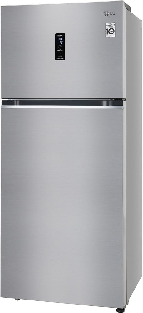 LG 423 L Frost Free Double Door Top Mount 3 Star Convertible Refrigerator - Shiny Steel, GL-T422VPZX