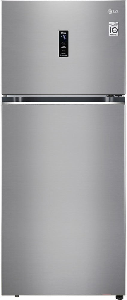 LG 423 L Frost Free Double Door Top Mount 3 Star Convertible Refrigerator - Shiny Steel, GL-T422VPZX