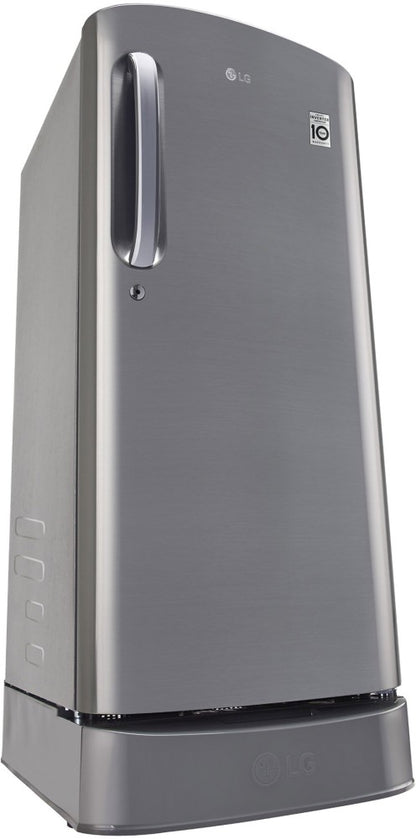 LG 185 L Direct Cool Single Door 3 Star Refrigerator with Base Drawer  with Moist 'N' Fresh - Shiny Steel, GL-D201APZD