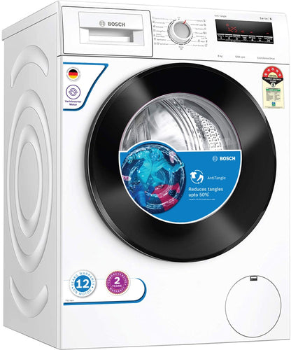 BOSCH 8 kg AntiTangle,AntiVibration,1200RPM Fully Automatic Front Load Washing Machine with In-built Heater White - WAJ2426MIN