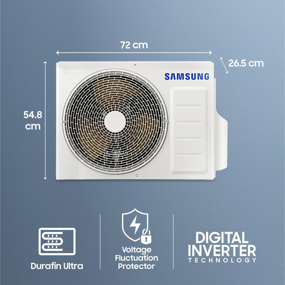 SAMSUNG Convertible 5-in-1 Cooling 2023 Model 1.5 Ton 3 Star Split Inverter AC  - White - AR18CYLZABE/AR18CYLZABENNA/AR18CYLZABEXNA, Copper Condenser