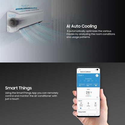 SAMSUNG Convertible 5-in-1 Cooling 2023 Model 1.5 Ton 3 Star Split Inverter AC with Wi-fi Connect  - White - AR18CYLZAWK/AR18CYLZAWKNNA/AR18CYLZAWKXNA, Copper Condenser