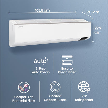 सैमसंग कन्वर्टिबल 5-इन-1 कूलिंग 2023 मॉडल 1.5 टन 5 स्टार स्प्लिट इन्वर्टर एसी - सफेद - AR18CYNZABE/AR18CYNZABENNA/AR18CYNZABEXNA, कॉपर कंडेनसर