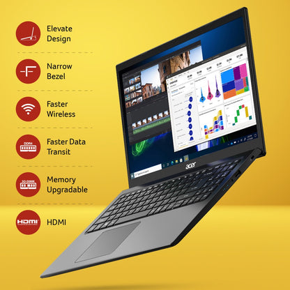 Acer Extensa Core i3 11th Gen - (8GB/256GB SSD/Windows 11 Home) EX215-54 नोटबुक - 15.6 इंच, चारकोल ब्लैक, 1.7 Kg, MS Office के साथ