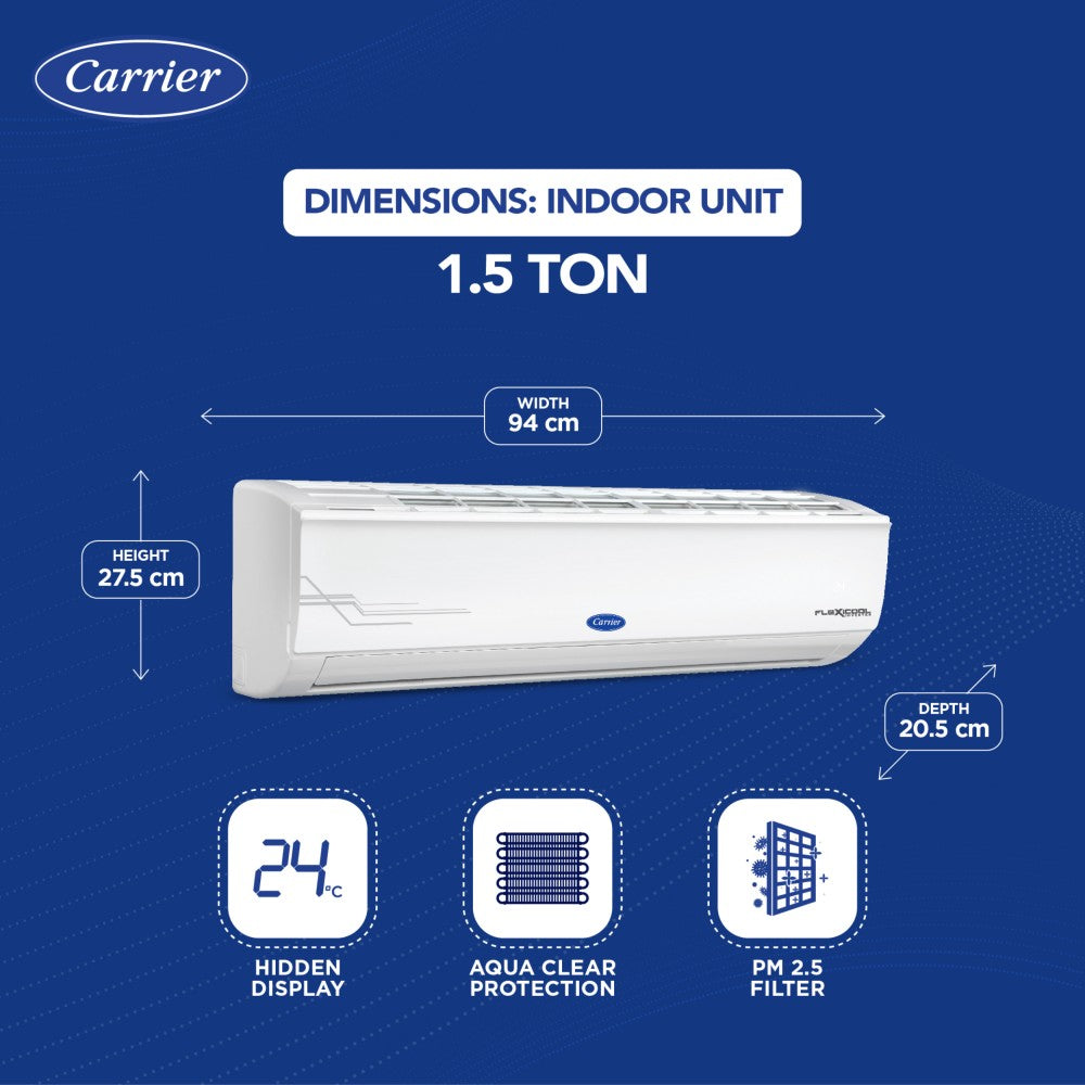 CARRIER 1.5 टन 4 स्टार स्प्लिट इन्वर्टर एसी - सफ़ेद - CAI18ES4R33F0, कॉपर कंडेंसर