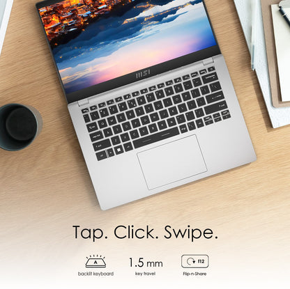 MSI Core i5 12th Gen - (16 GB/512 GB SSD/Windows 11 Home) मॉडर्न 14 C12M-439IN पतला और हल्का लैपटॉप - 14 इंच, अर्बन सिल्वर, 1.4 किलोग्राम