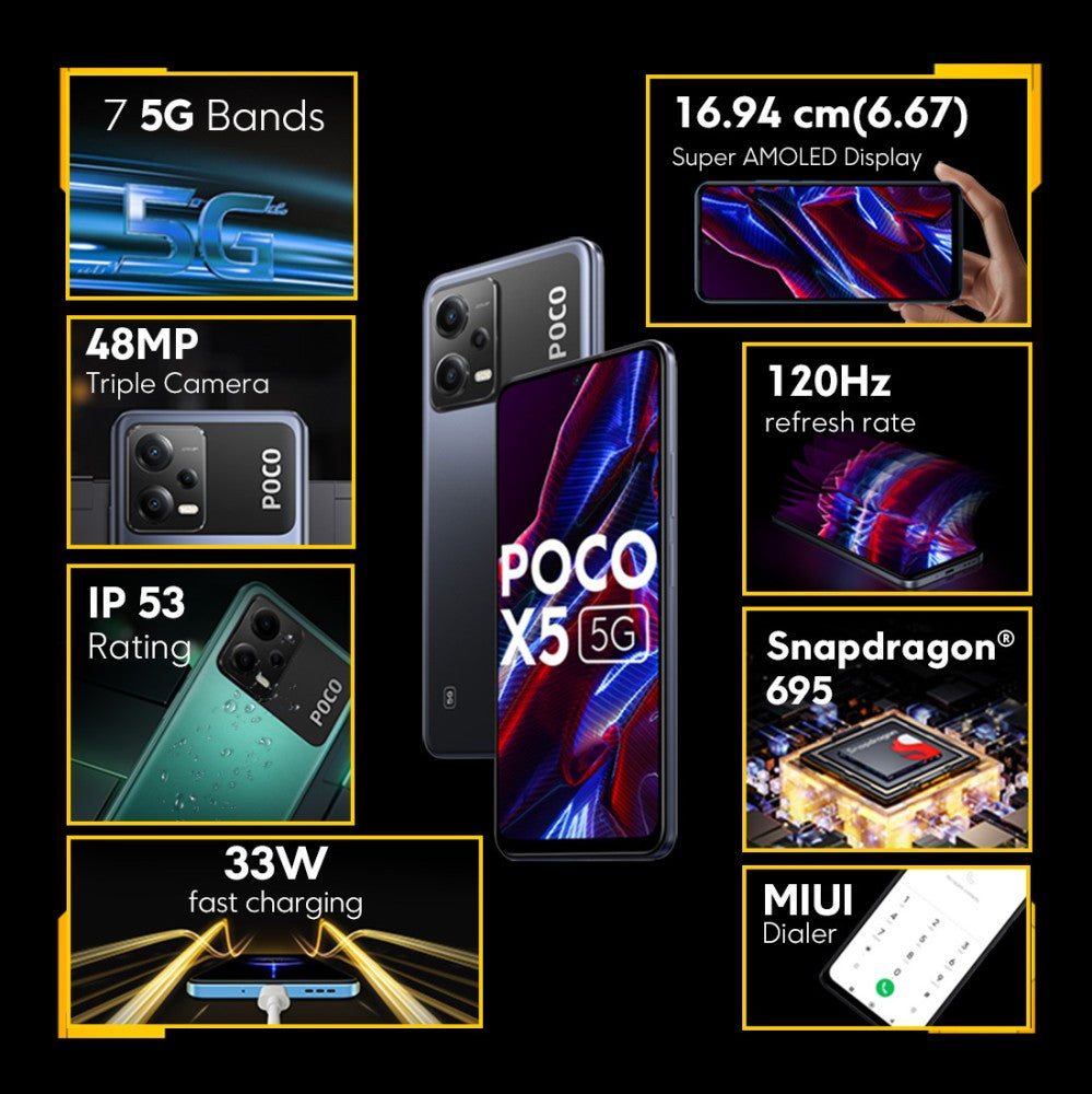 POCO X5 5G (Jaguar Black, 128 GB) - 6 GB RAM