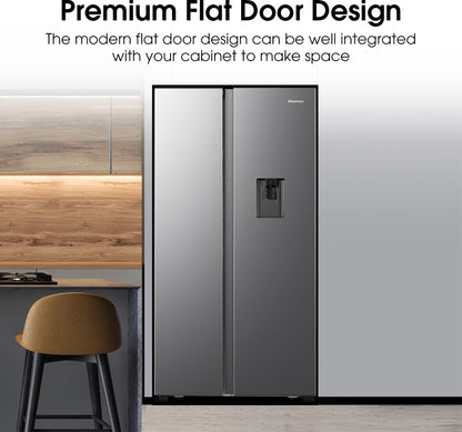 Hisense 564 L Frost Free Side by Side Inverter Technology Star Refrigerator  with Water Dispenser - Silver, RS564N4SSNW